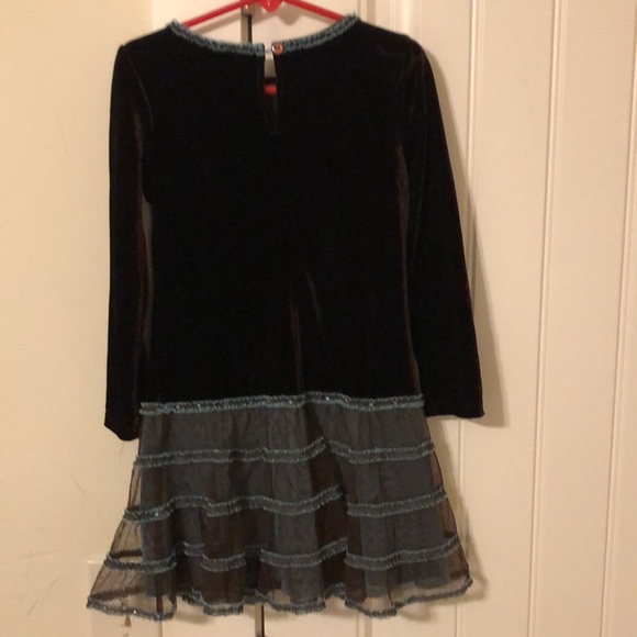 EUC Biscotti brown & teal velour/tulle winter dress. Size 5. Absolutely stunning - Picture 4 of 5